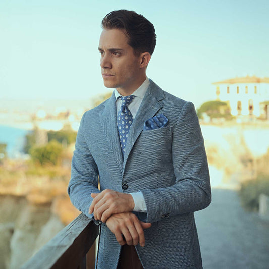 Pascal - Double Sided Silk Pocket Square - Blue - Solstik