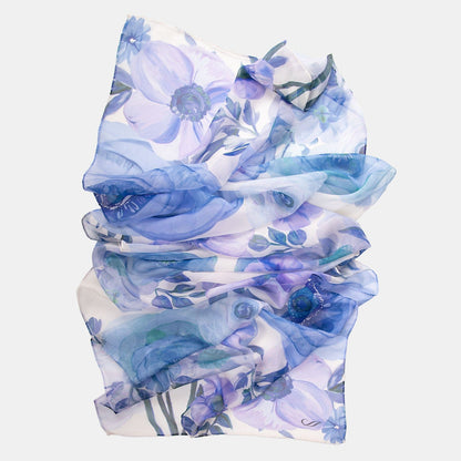 Campo de' Fiori - Long Silk Scarf - Blue - Solstik