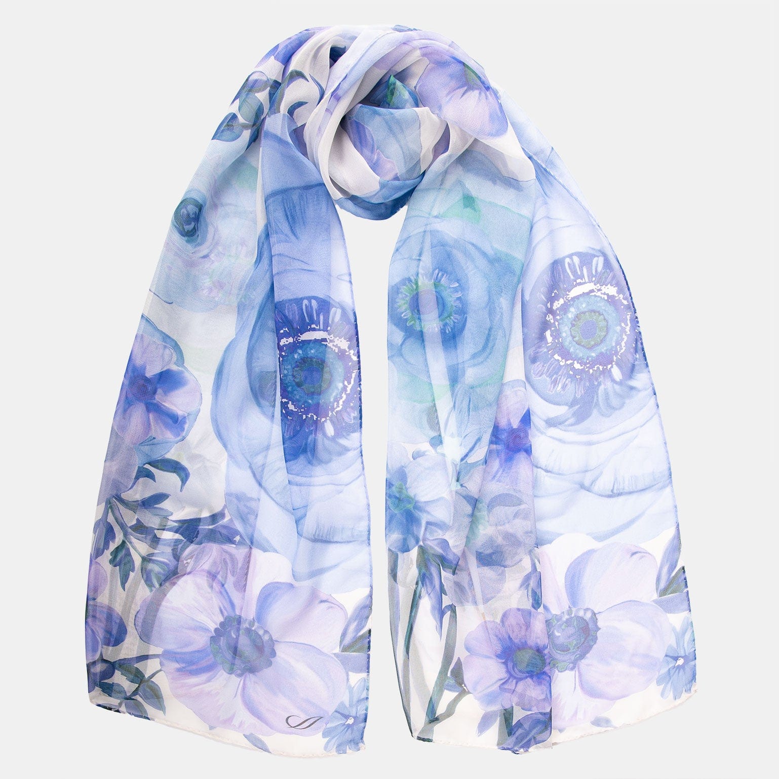 Campo de' Fiori - Long Silk Scarf - Blue - Solstik