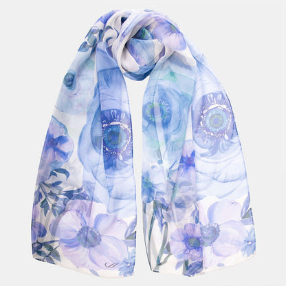 Campo de' Fiori - Long Silk Scarf - Blue - Solstik