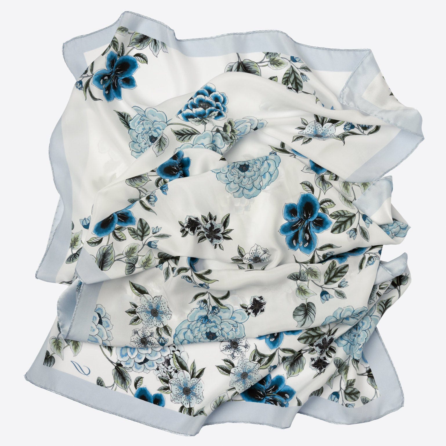 Bella - Silk Scarf Shawl - Blue - Solstik
