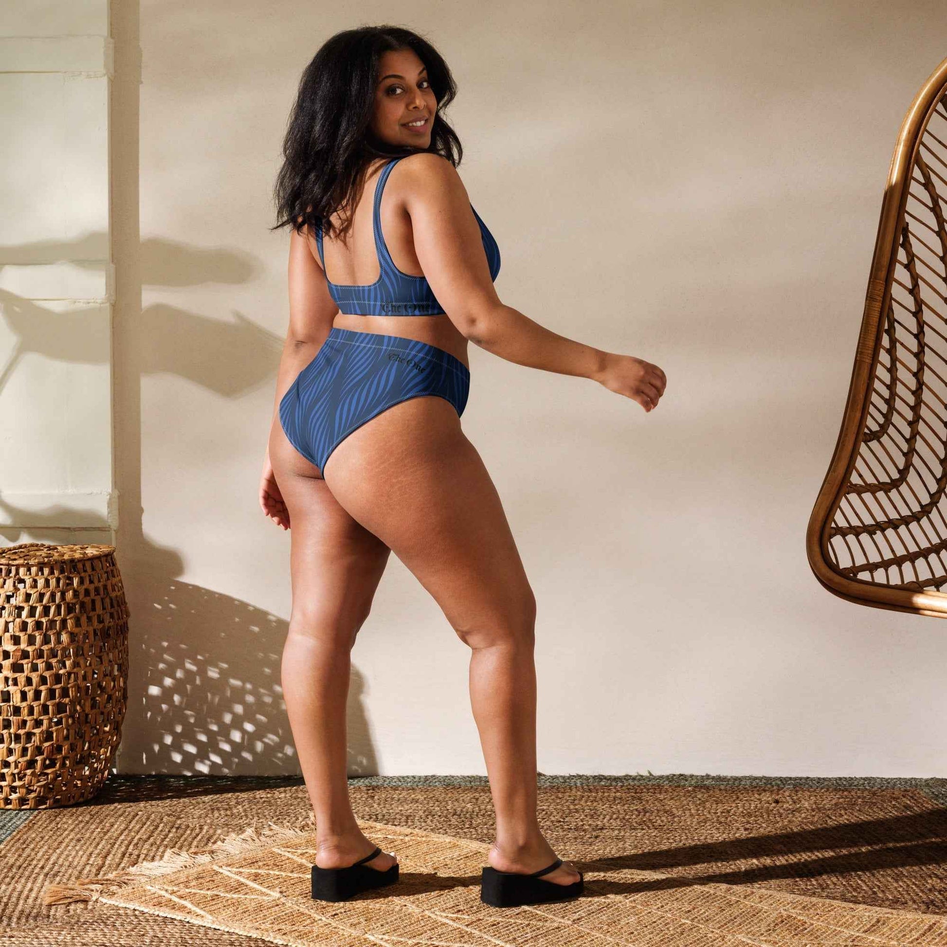Blue Leaf high-waisted bikini
