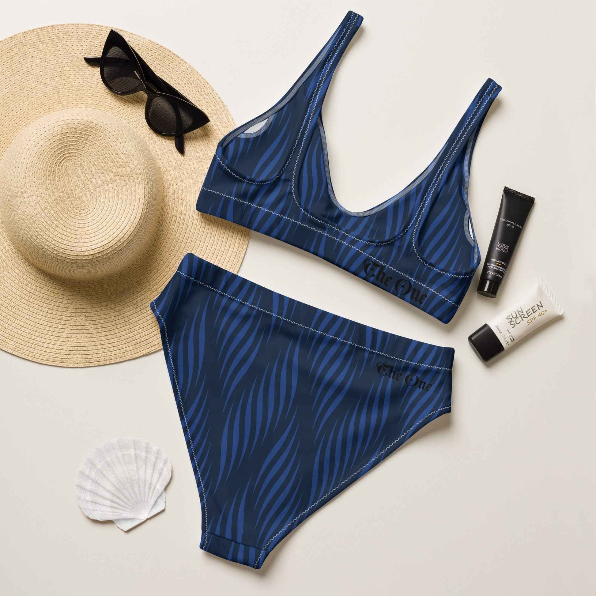 Blue Leaf high-waisted bikini