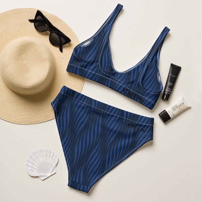 Blue Leaf high-waisted bikini