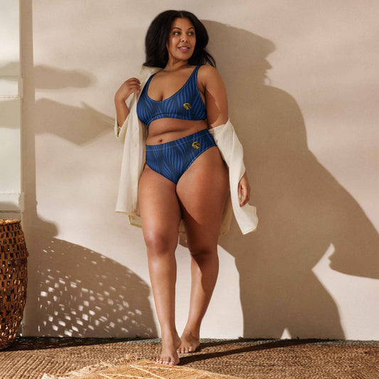 Blue Leaf high-waisted bikini