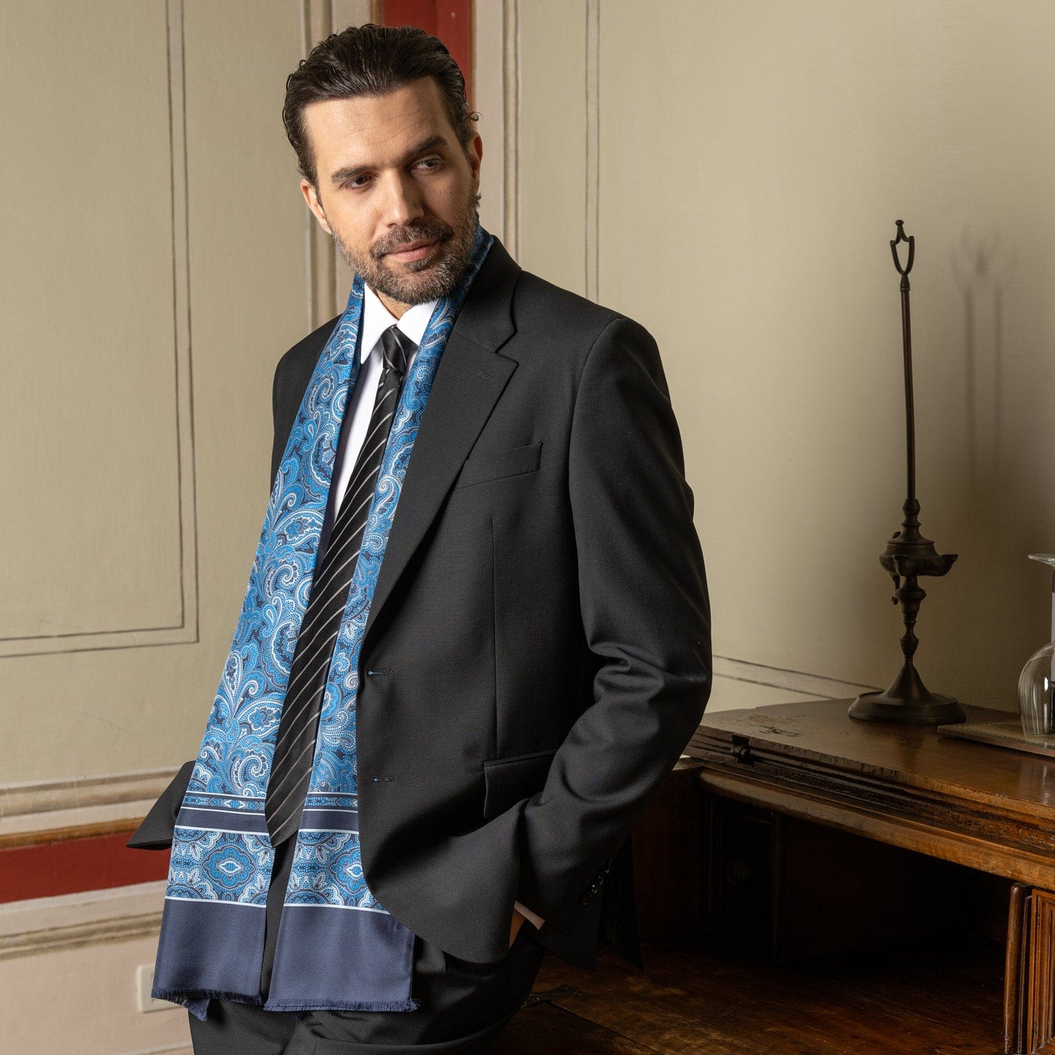 Ferrara - Silk Scarf - Blue - Solstik
