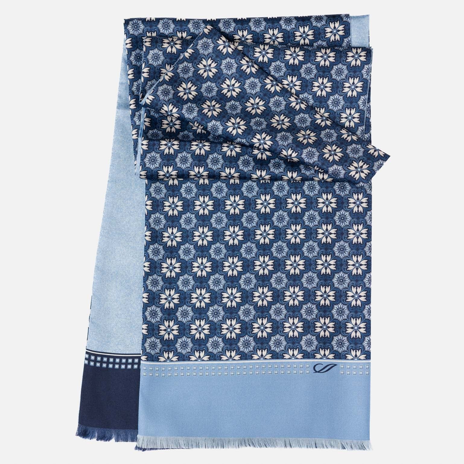 Appia - Reversible Silk Scarf - Blue - Solstik