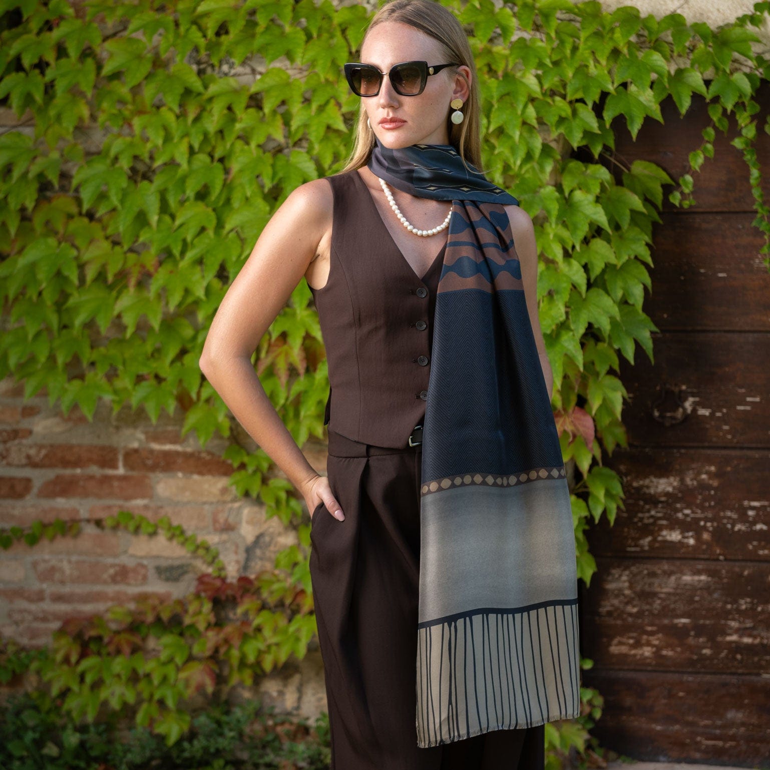 Atri - Long Silk Scarf - Plum - Solstik