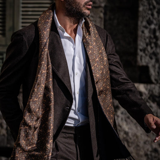 Canis Romanus - Wool Backed Silk Scarf - Oak - Solstik