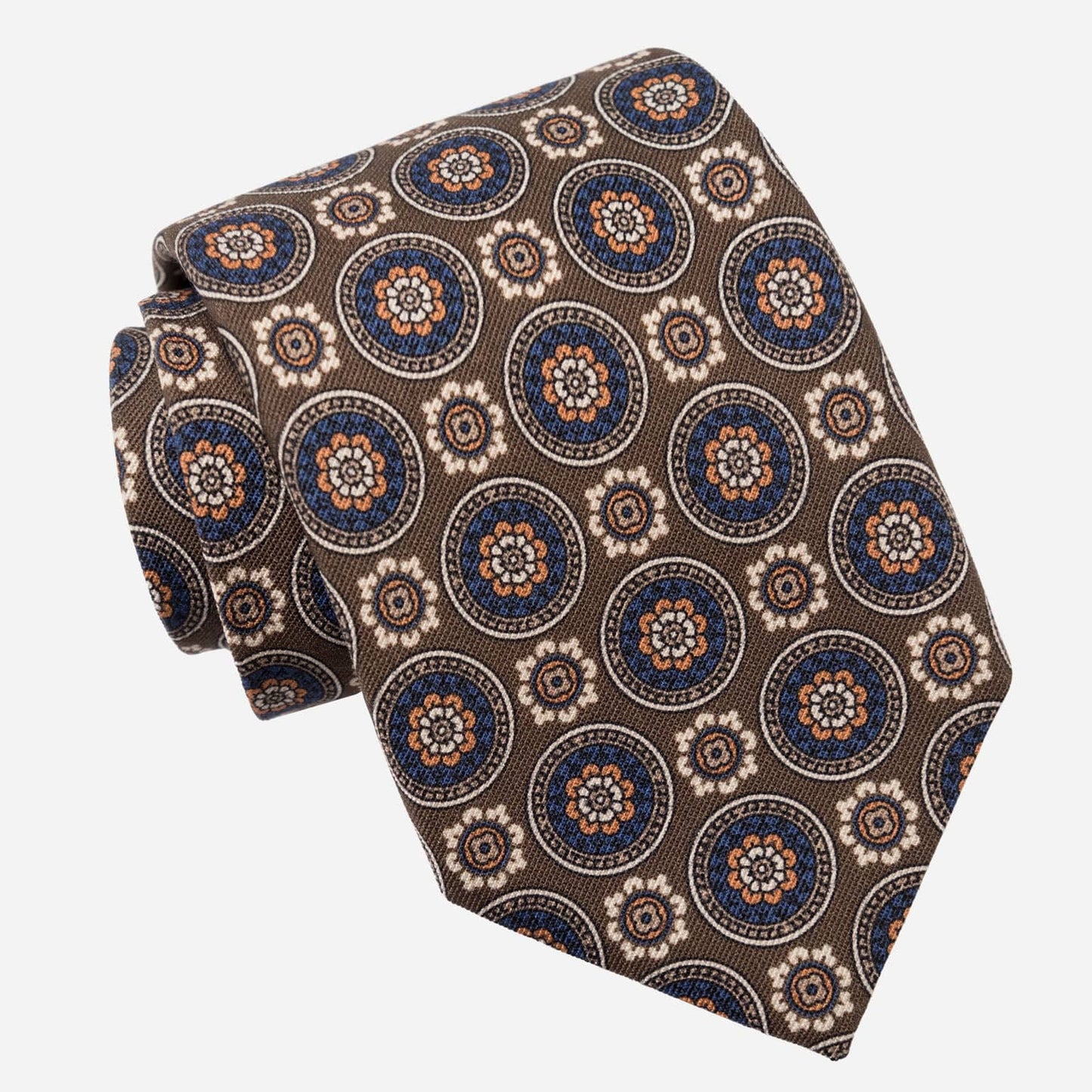 La Vigna - Printed Wool & Silk Tie - Brown - Solstik
