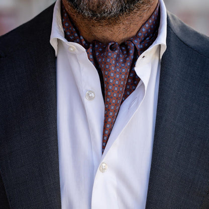 Navona - Silk Ascot Cravat Tie - Chocolate - Solstik
