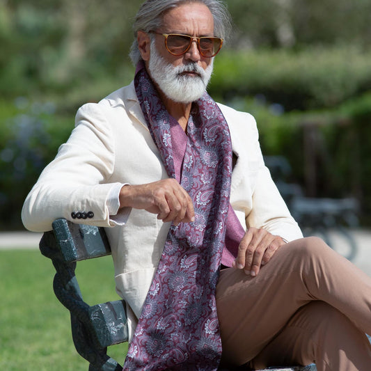 Pasquino - Reversible Silk Scarf - Wine - Solstik