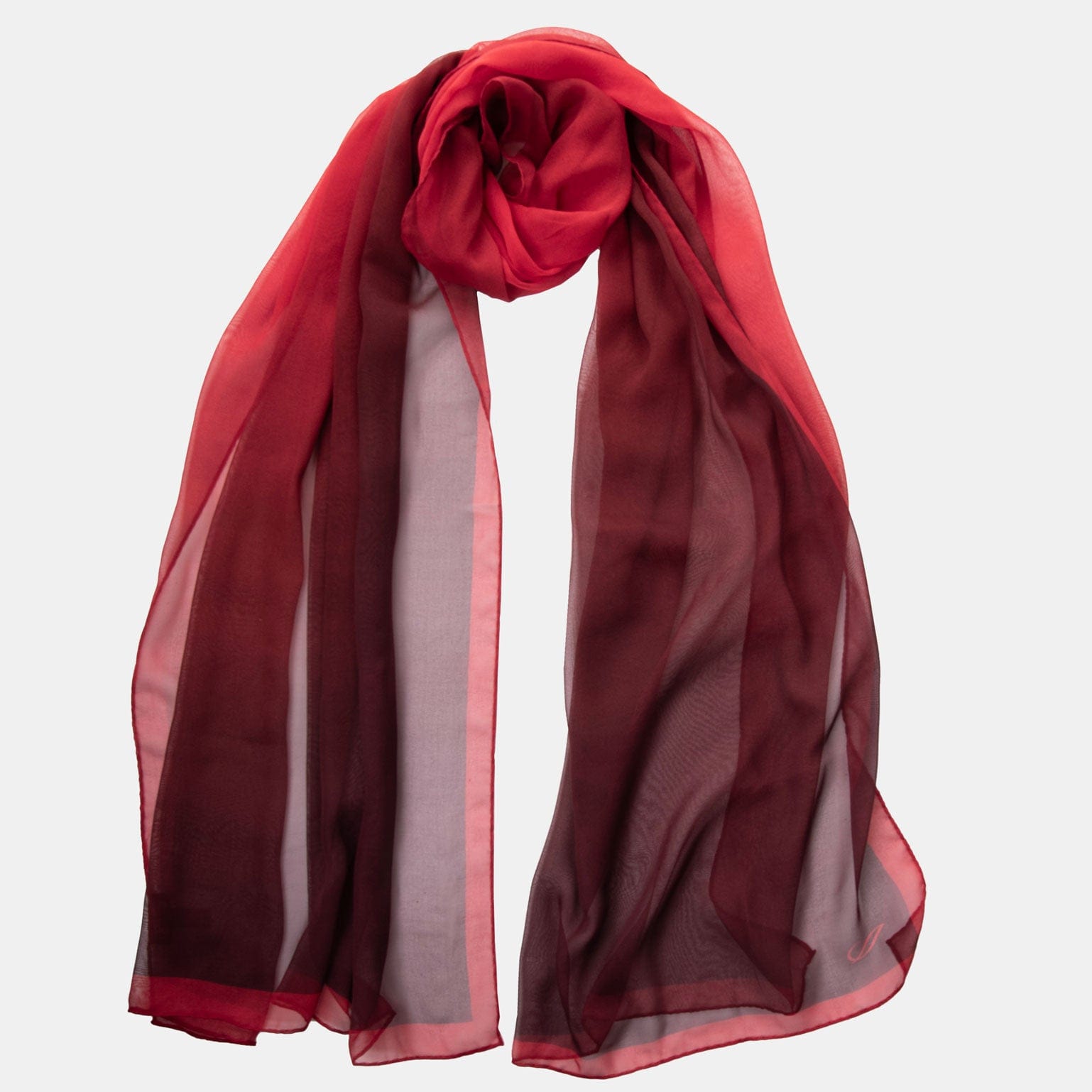 Sophia - Silk Scarf Shawl - Burgundy/Red - Solstik