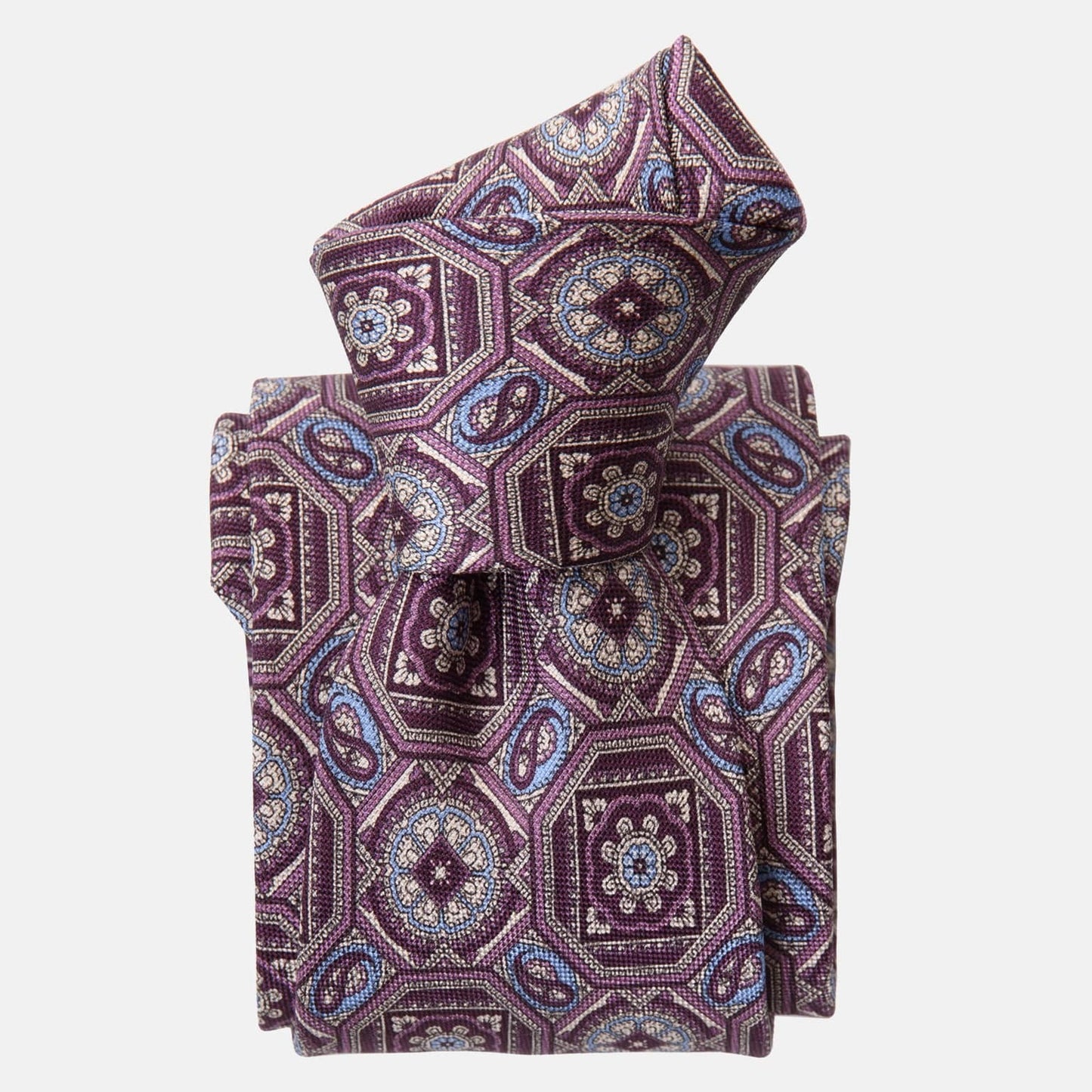 Mantova - Printed Silk Tie - Burgundy Plum - Solstik
