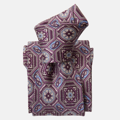Mantova - Printed Silk Tie - Burgundy Plum - Solstik