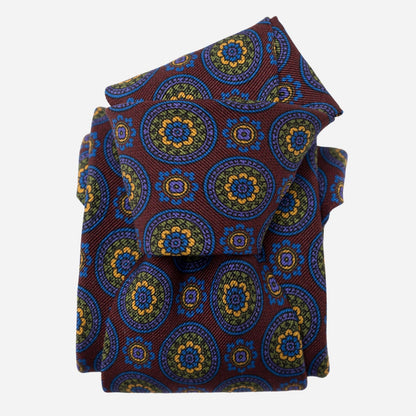 La Vigna - Printed Wool & Silk Tie - Burgundy - Solstik