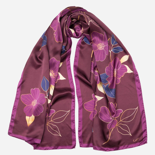 Laura - Silk Scarf Shawl - Burgundy - Solstik