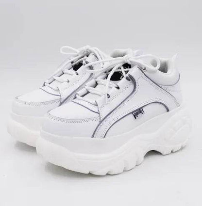 Heart-Shaped White Platform Shoes with Thick Soles - Solstik