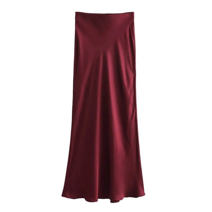 Ladies' Satin Midi Skirt - Solstik
