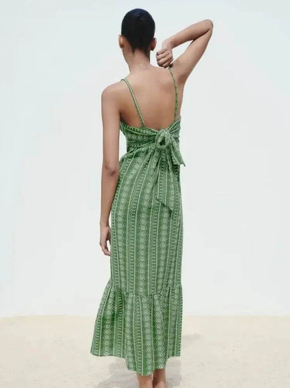 Rose V-Neck Embroidered Midi - Solstik #