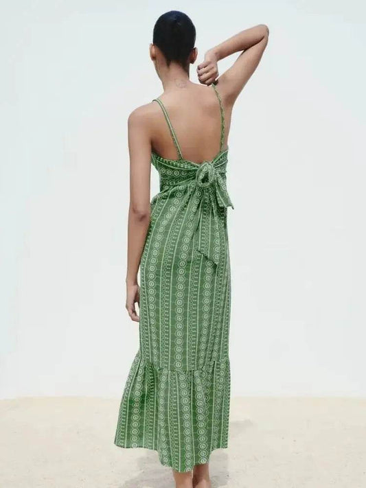 Rose V-Neck Embroidered Midi - Solstik #
