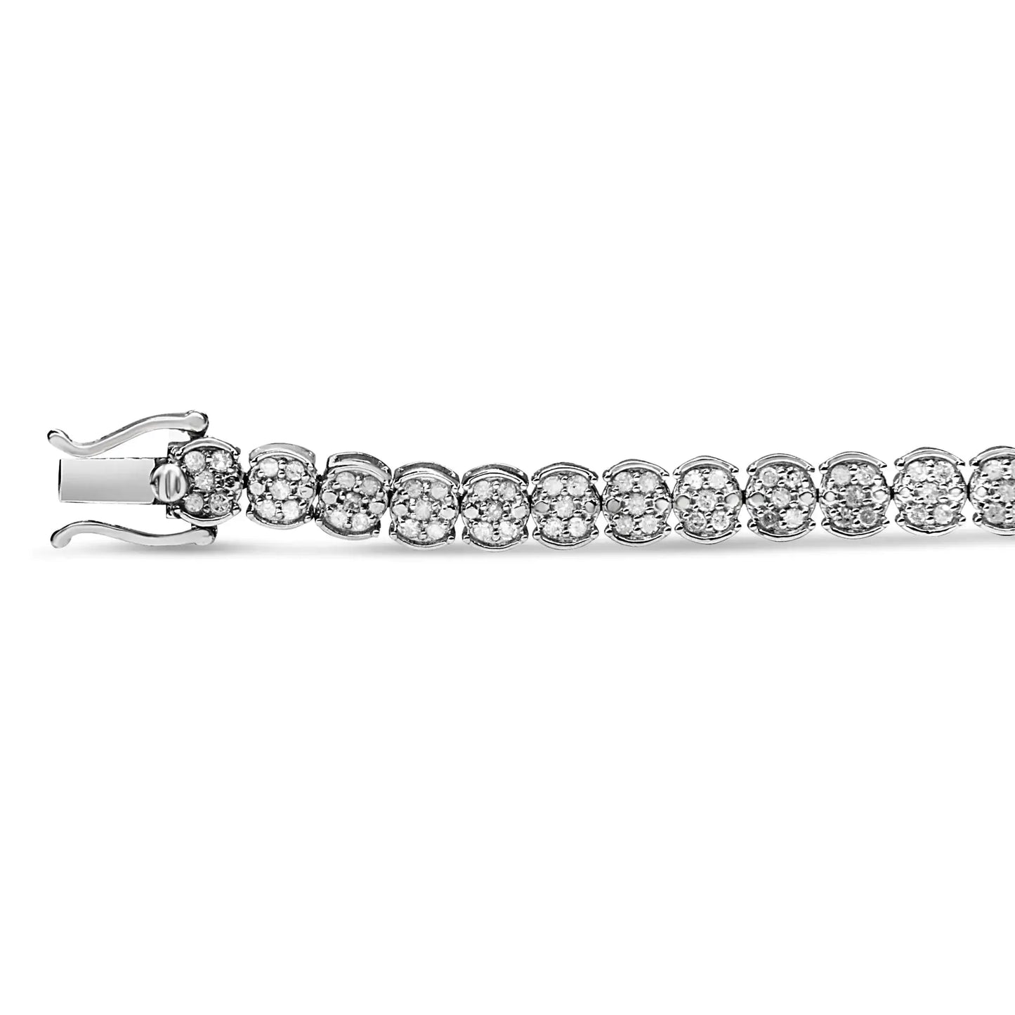 Sterling Silver 2.0ct Diamond Cluster Bracelet - 7.25" - Solstik