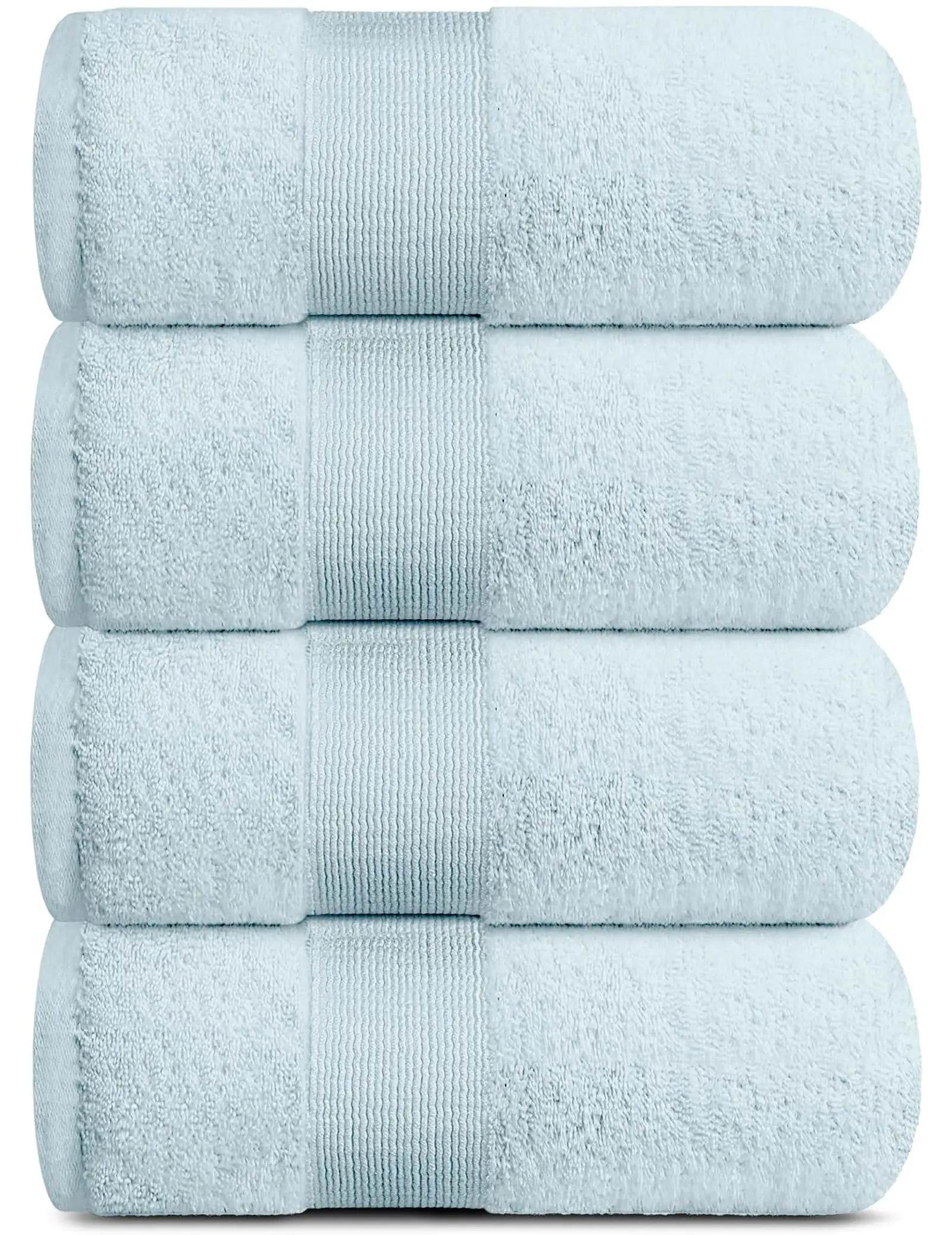 4 Pack Resort Collection Soft Bath Towel 28x55 in Luxury Plush Cotton Light Blue - Solstik