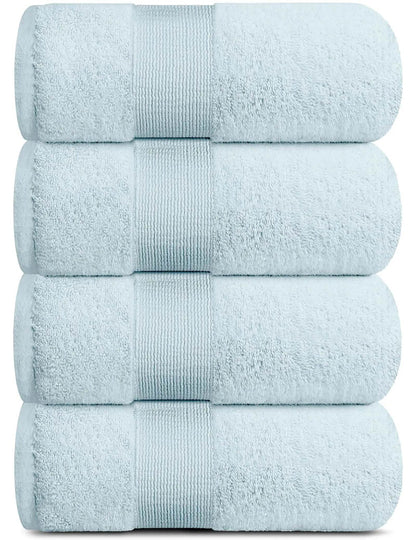 4 Pack Resort Collection Soft Bath Towel 28x55 in Luxury Plush Cotton Light Blue - Solstik