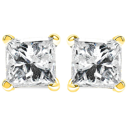 10K Yellow Gold Princess Diamond Solitaire Earrings - Solstik