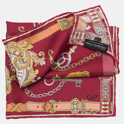 Like Clockwork - Silk Pocket Square - Cerise - Solstik