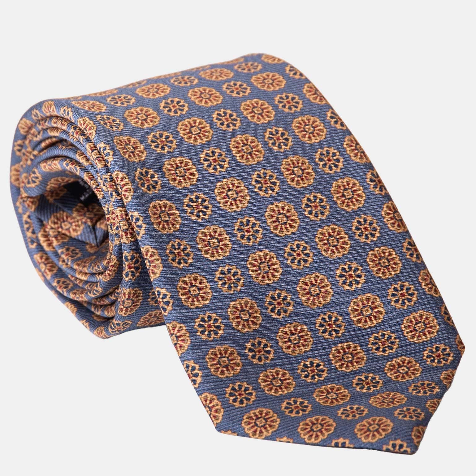 Claudius - Printed Madder Silk Tie - Venetian Blue - Solstik