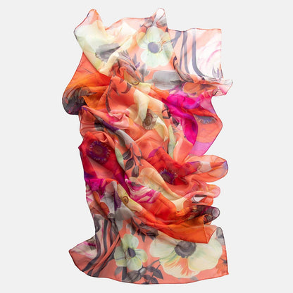 Campo de' Fiori - Long Silk Scarf - Coral - Solstik
