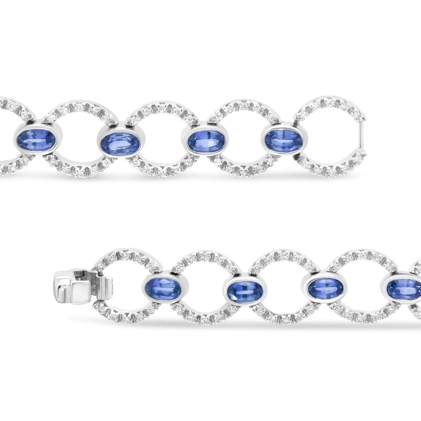 18K White Gold Diamond & Sapphire Circle Bracelet - Solstik