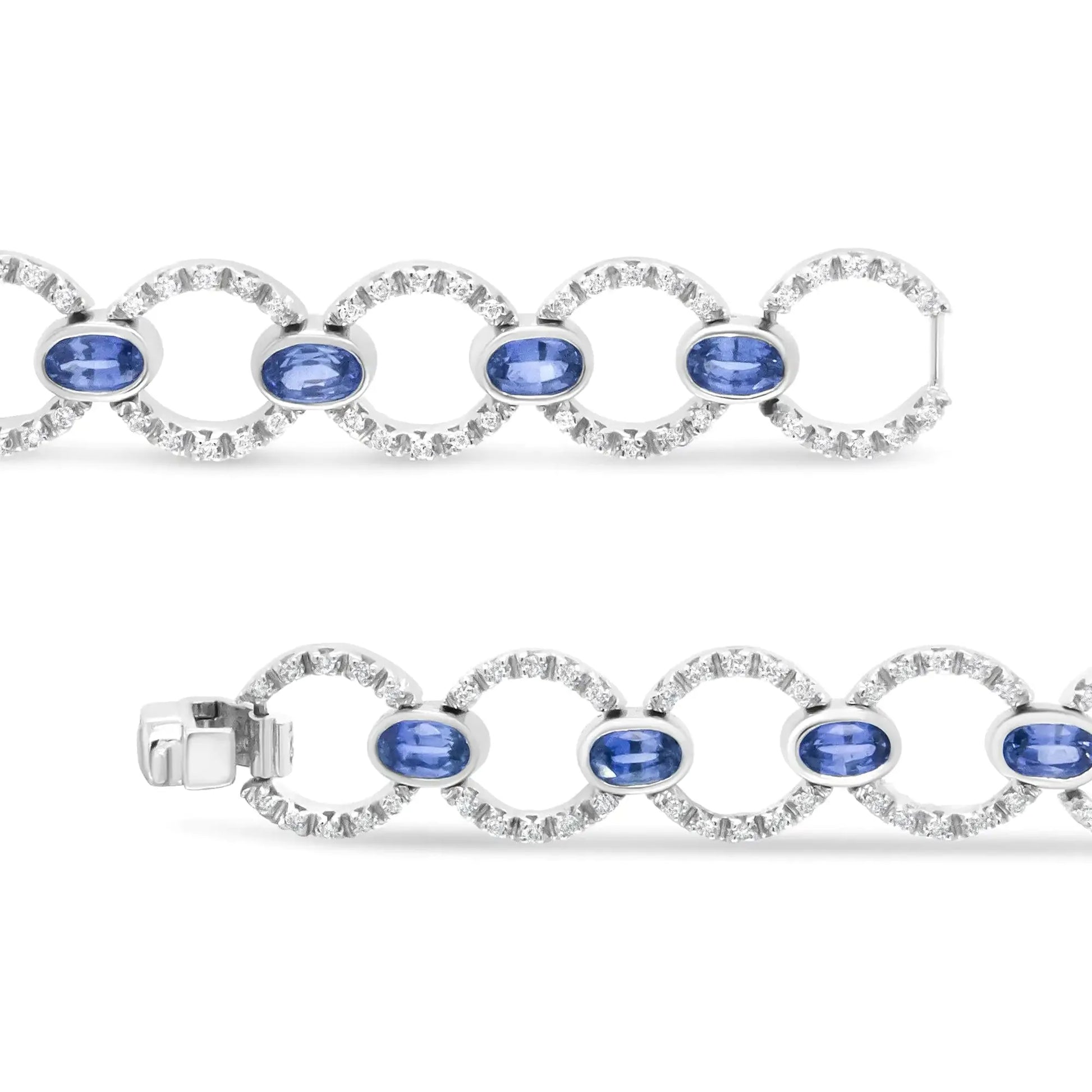 18K White Gold Diamond & Sapphire Circle Bracelet - Solstik