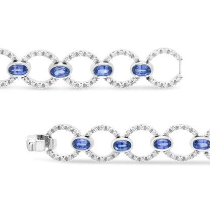 18K White Gold Diamond & Sapphire Circle Bracelet - Solstik