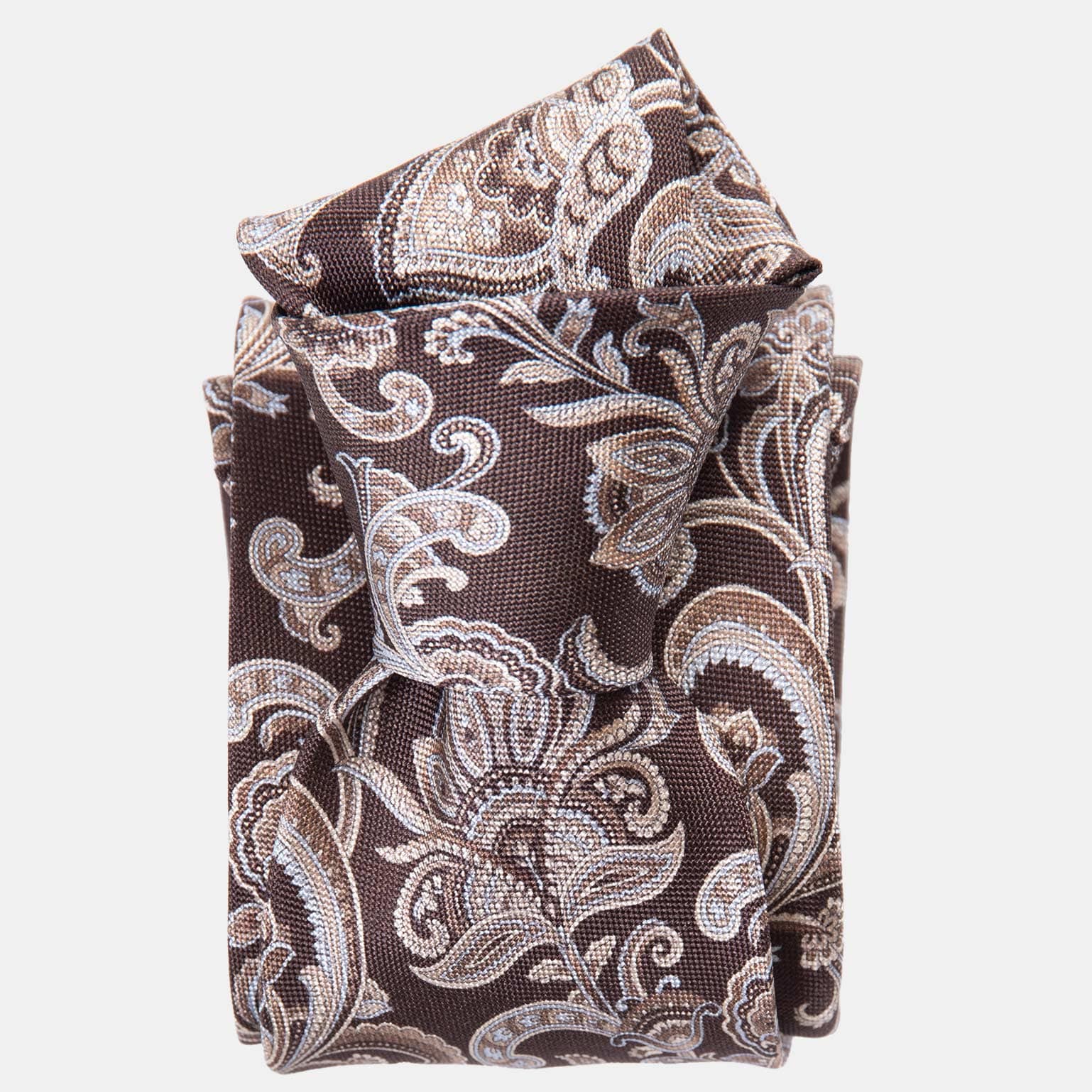 Novara - Printed Silk Tie - Brown - Solstik