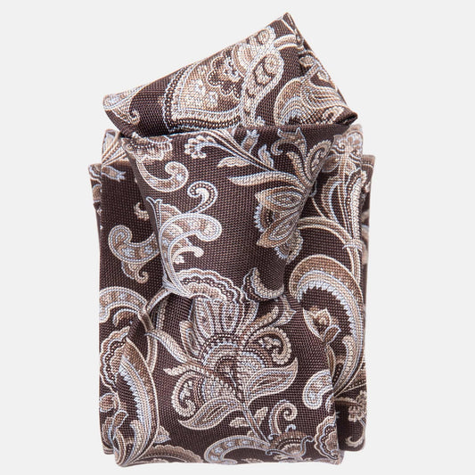 Novara - Printed Silk Tie - Brown - Solstik