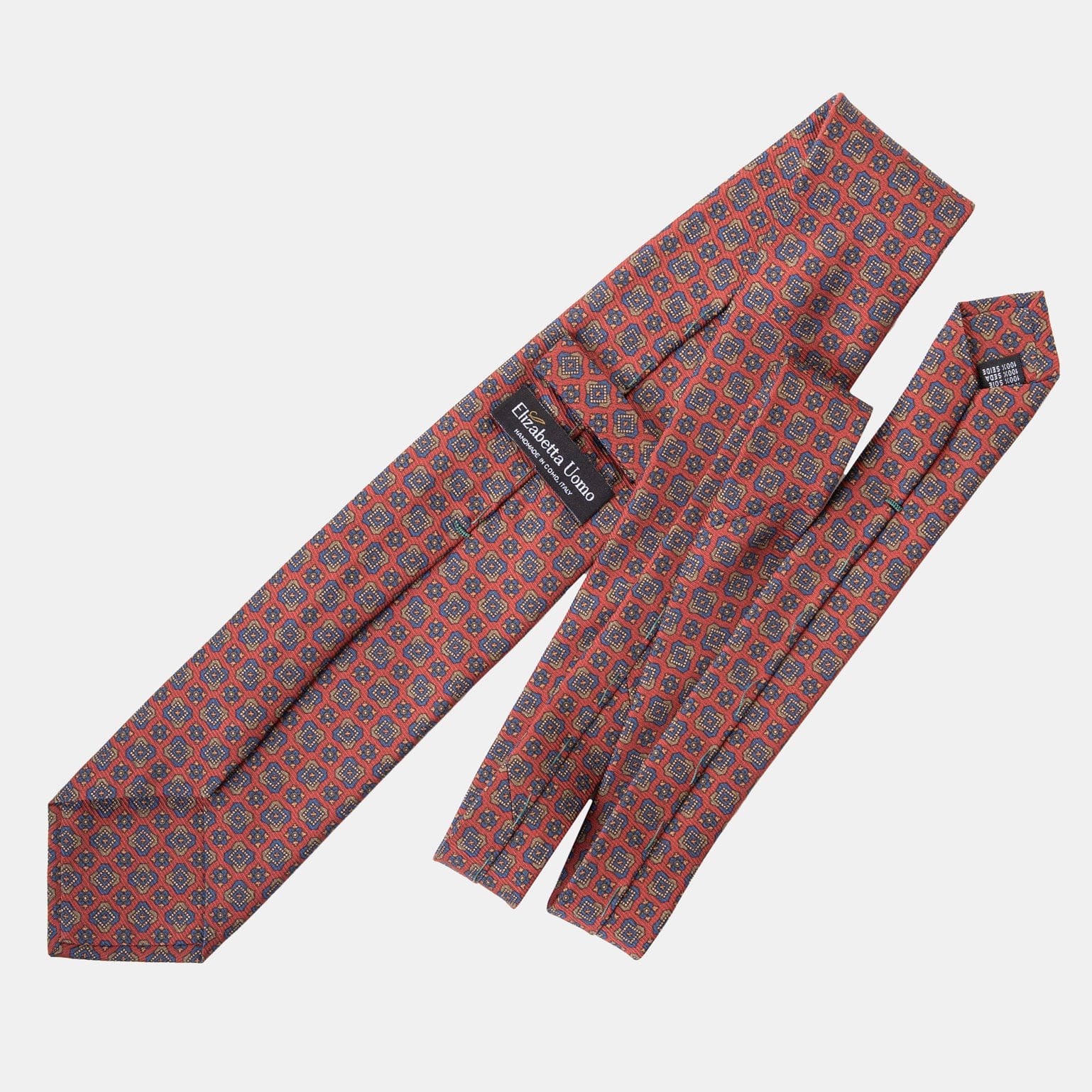 Parma - Printed Madder Silk Tie - Barn Red - Solstik