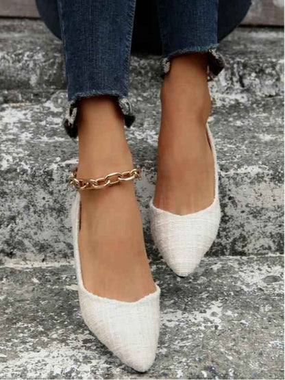 Women's Solid Color Pointed Toe Flat Shoes Fashionable Slip