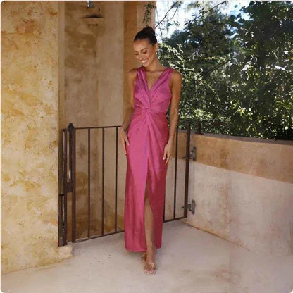 Elegant Deep V Backless Sleeveless Evening Dress