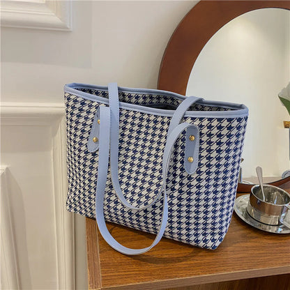 Houndstooth Print Tote Handbag - Solstik