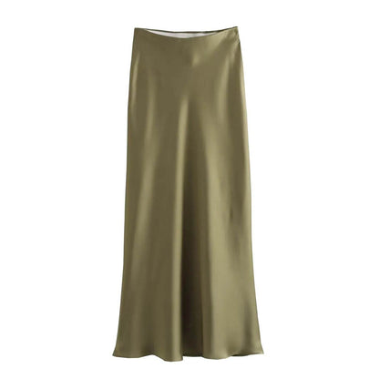Ladies' Satin Midi Skirt - Solstik