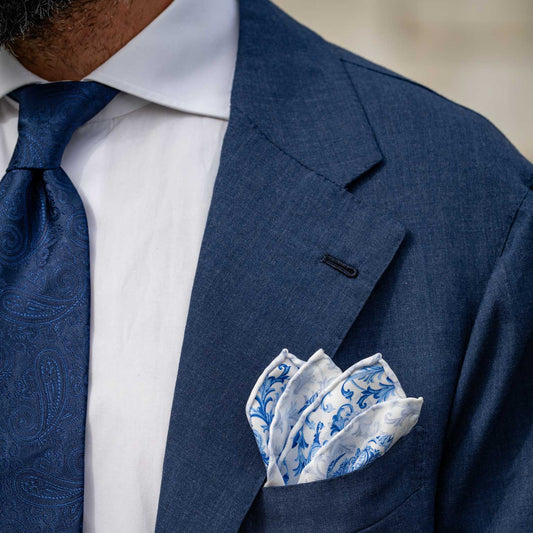 Porto - Double Sided Silk Pocket Square - Azure - Solstik