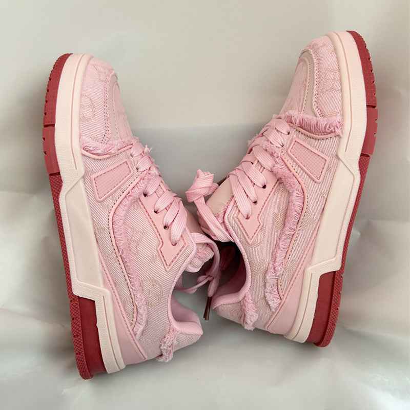 Denim Raw Edge Low Top Skateboard Shoes