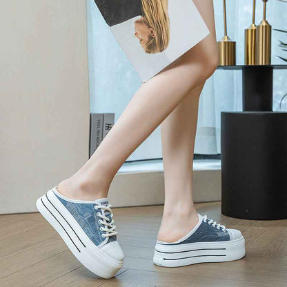 Closed Toe Half Slippers Women's All-Match Platform Height Increasing