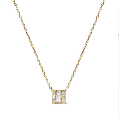 10K Yellow Gold Diamond Mosaic Pendant Necklace - Solstik
