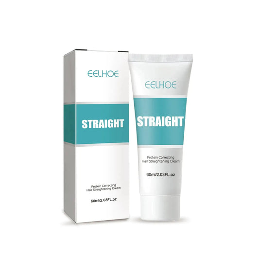 Solstik keratin hair straightening cream in white and teal packaging for protein correcting hair treatment