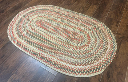 Braided American Oval Rug 3x5, Multicolor, Hand Braided