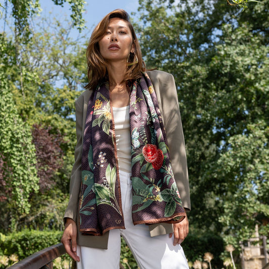 Sara - Long Silk Scarf - Chocolate - Solstik