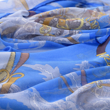 Alessandra - Long Silk Scarf - Blue - Solstik